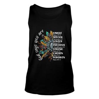 Sunflowers God Say You Are With Bible Verses Quotes Jesus Unisex Tank Top - Seseable