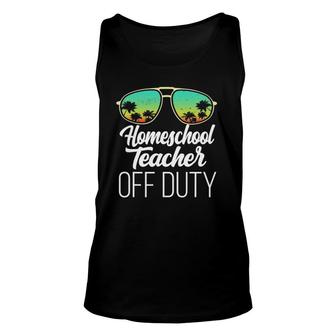 Sunglasses Beach Sunset Summer Homeschool Teacher Off Duty Unisex Tank Top - Seseable
