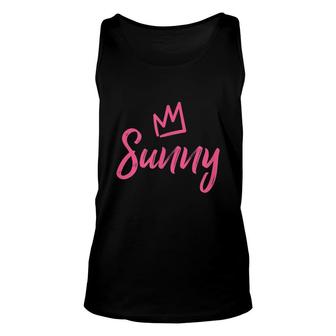Sunny The Queen Pink Crown & Name For Women Called Sunny Unisex Tank Top - Seseable