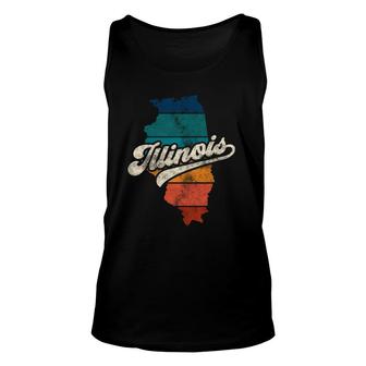 Sunset Vintage Retro Illinois Home State Il 70S 80S Style Unisex Tank Top - Seseable