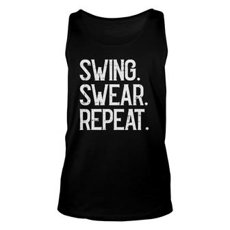 Swing Swear Repeat Golf Player Golfing Sports Lover Golfer Unisex Tank Top - Seseable