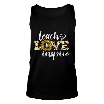 Teach Love Inspire Sunflower Teacher Yellow Unisex Tank Top - Seseable