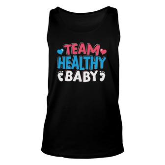 Team Healthy Baby Announcement Pregnancy Gender Reveal Unisex Tank Top | Mazezy