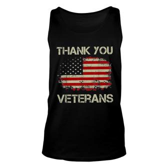 Thank You Veterans American Flag Unisex Tank Top - Seseable