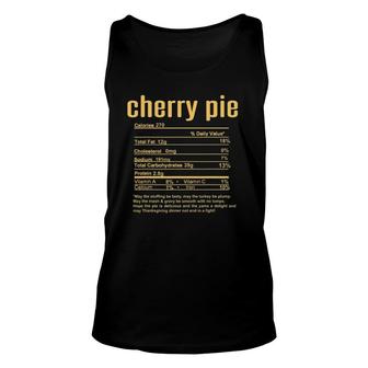 Thanksgiving Christmas Cherry Pie Nutritional Facts Unisex Tank Top - Seseable