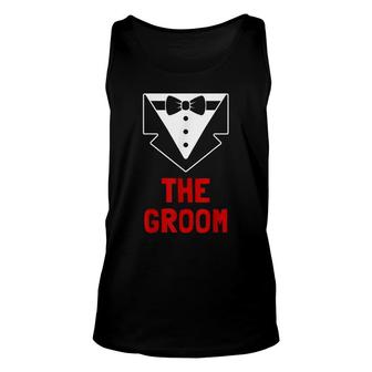 The Groom - Stag And Bachelor Party Group Tuxedo Outfit Gift Unisex Tank Top - Seseable