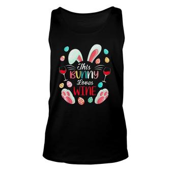 This Bunny Loves Wine Happy Easter Alcohol Drinking Party Unisex Tank Top | Mazezy