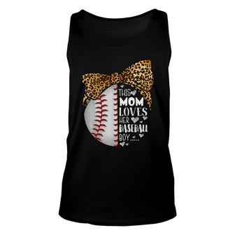 This Mom Loves Her Baseball Boy Mothers Day Leopard Unisex Tank Top - Seseable