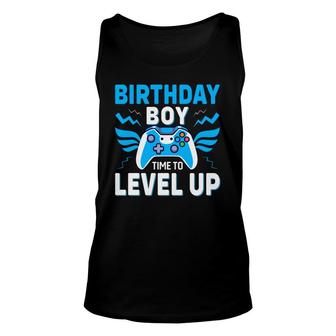 Time To Level Up Blue Birthday Boy Matching Video Gamer Unisex Tank Top - Seseable