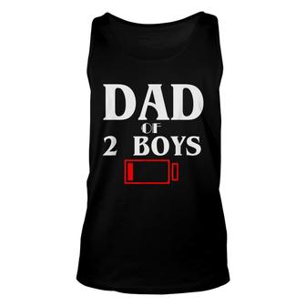 Tired Dad Of 2 Boys Father With Two Sons Funny Gift Unisex Tank Top - Thegiftio UK