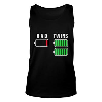 Tired Twin Dad Low Battery Charge Funny Dad Of Twins Unisex Tank Top - Thegiftio UK