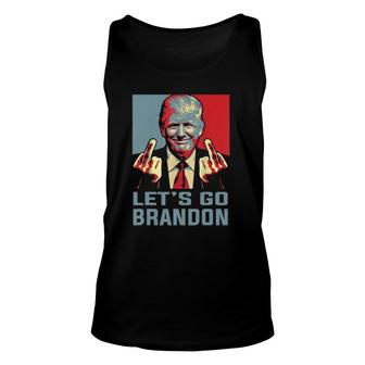 Trump Middle Finger Biden Lets Go Brandon Conservative Anti Unisex Tank Top | Mazezy