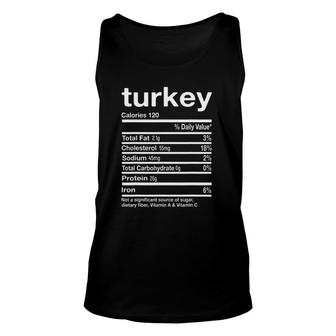 Turkey Nutrition Facts 2021 Thanksgiving Christmas Food Unisex Tank Top - Seseable