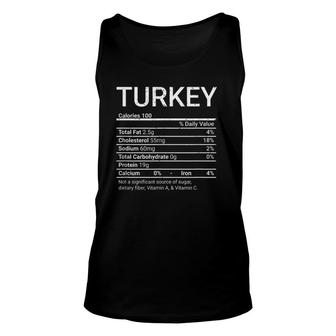 Turkey Nutrition Facts Food Thanksgiving Christmas Unisex Tank Top - Seseable