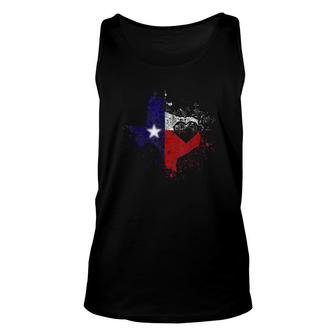Tx State Tee Gift Distressed Retro Home Heart Texas Map Flag Unisex Tank Top - Seseable
