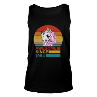Unicorn Birthday Awesome Since 1984 38 Years Old Birthday Gift Unisex Tank Top - Seseable