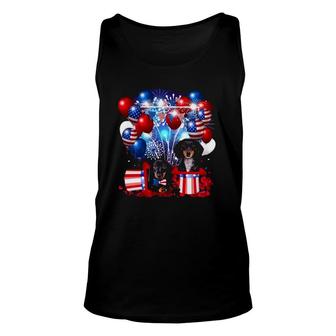 Usa American Flag Hat With Dachshund Dog Firework Balloon 4Th Of July Patriotic Unisex Tank Top - Seseable