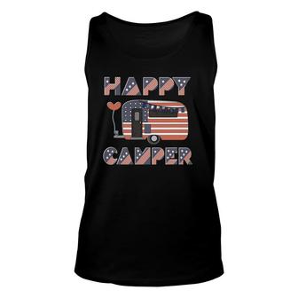 Usa Happy Camper Us Flag Patriotic 4Th Of July American Crew Unisex Tank Top - Seseable
