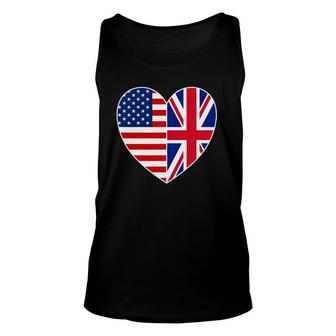 Usa Uk Flag Heart Tee Patriotic Fourth Of July Unisex Tank Top - Seseable