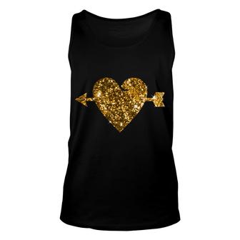 Valentines Day Gold Valentine Heart With Arrow Unisex Tank Top - Monsterry