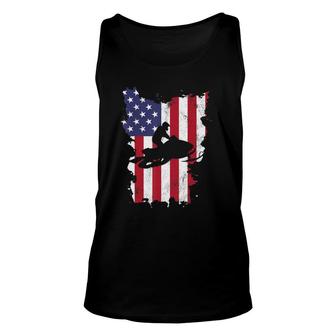 Vintage 4Th Of July Usa Flag Snow Mobile Snowmobile Unisex Tank Top - Seseable