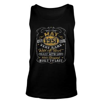 Vintage 70 Years Old Retro 70Th Birthday Decoration May 1951 Ver2 Unisex Tank Top - Seseable