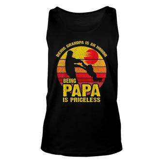 Vintage Being Grandpa Is An Honor Being Papa Is Priceless Unisex Tank Top - Thegiftio UK