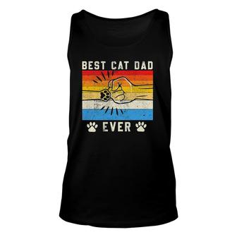Vintage Best Cat Dad Ever Cat Dad Fathers Day Gift Unisex Tank Top - Seseable