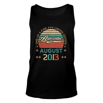 Vintage Birthday Awesome Since August 2013 Limited Edition Unisex Tank Top - Seseable
