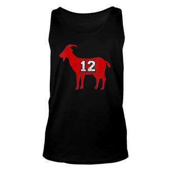 Womens Vintage Distressed Greatest Of All Time 12 Goat V-Neck Tank Top | Mazezy
