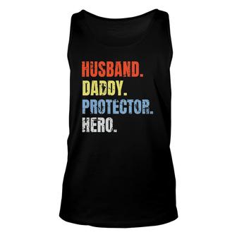 Vintage Husband Daddy Protector Hero Fathers Day Unisex Tank Top - Seseable