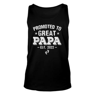 Vintage Promoted To Papa 2022 Fathers Day First New Dad Unisex Tank Top | Seseable UK