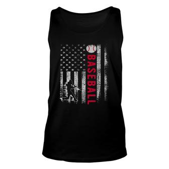 Vintage Usa American Flag Pride Baseball Team Gift Dad Mom Unisex Tank Top - Seseable