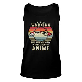 Warning May Spontaneously Talk About Anime Retro Unisex Tank Top - Seseable