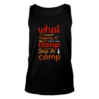 What Happens At Camp Stays At Camp Of Explore Travel Lover Unisex Tank Top - Seseable