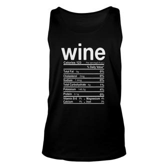 Wine Nutrition Facts Funny Thanksgiving Christmas Food Unisex Tank Top - Seseable