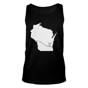 Wisconsin Love Heart Home State Midwest Wisco Vintage Retro Unisex Tank Top - Seseable