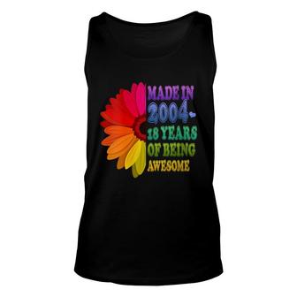 Womens 18 Years Old Floral Awesome Since 2004 Gifts 18Th Birthday Unisex Tank Top - Seseable