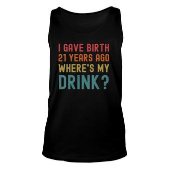 Womens 21St Birthday Party Mom Dad 21 Years Old Child Son Daughter V-Neck Unisex Tank Top - Seseable