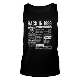 Womens 33 Years Old Gifts Back In 1989 Retro Poster 33Rd Birthday Unisex Tank Top - Seseable