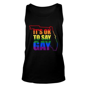 Womens Florida Lgbtq Its Ok To Say Gay Protect Lgbtq Kids Unisex Tank Top - Seseable