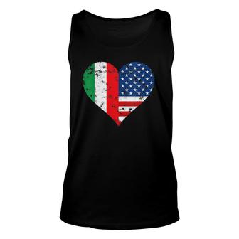 Womens Italy Usa Heart Flag For Italian Americans V-Neck Unisex Tank Top - Seseable