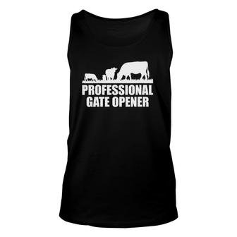 Womens Professional Gate Opener Cow Apparel V-Neck Unisex Tank Top | Mazezy
