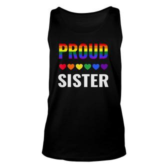 Womens Proud Sister Gay Pride Month Lgbt Ally Family Lesbian Unisex V-Neck Unisex Tank Top - Seseable