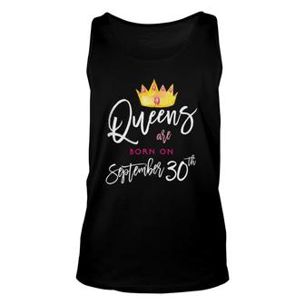 Womens Queens Are Born On September 30Th Tee Birthday Unisex Tank Top - Seseable