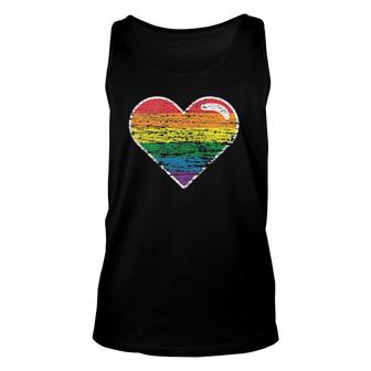 Womens Rainbow Heart Lgbtq Gay Pride Month Lgbt V-Neck Unisex Tank Top - Seseable