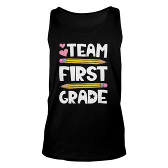Womens Team First Grade Funny 1St Back To School Teacher Student Unisex Tank Top - Seseable