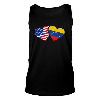 Womens Usa Venezuela Flag Hearts Venezuelan American Love Unisex Tank Top | Mazezy
