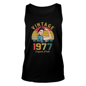 Womens Vintage 1977 Made In 1977 44Th Birthday Women 44 Years Old Unisex Tank Top - Seseable