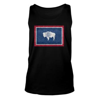 Wyoming Flag With Grungy Textures Unisex Tank Top | Mazezy